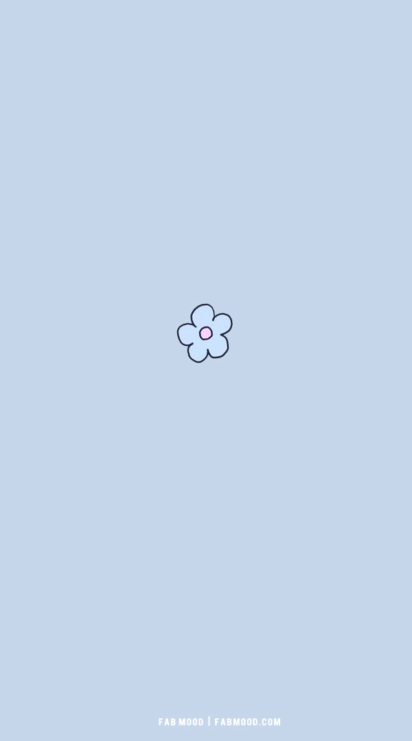 40 Blue Wallpaper Designs for Phone : Minimalist Blue Flower 1 - Fab Mood